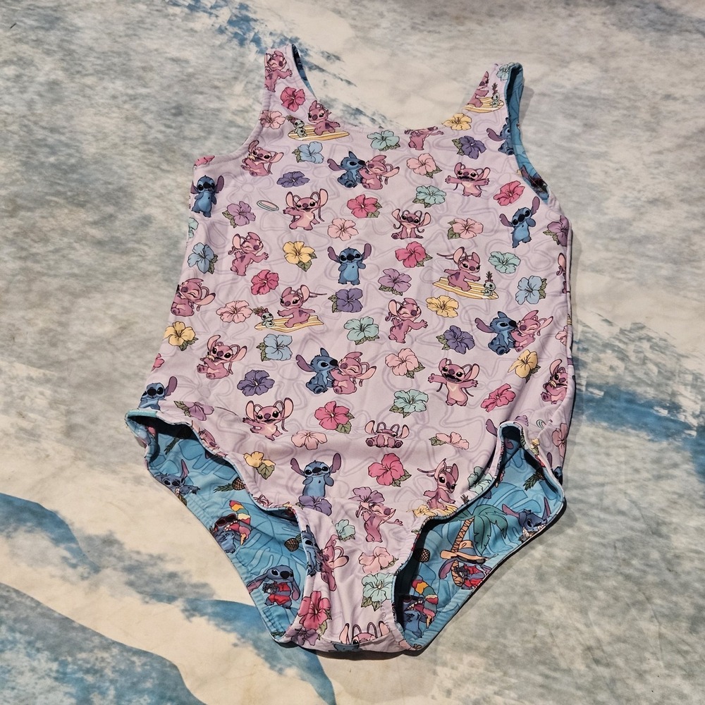 Posh Peanut Reversible Disney Lilo & Stitch One Piece Swimsuit Girls EUC